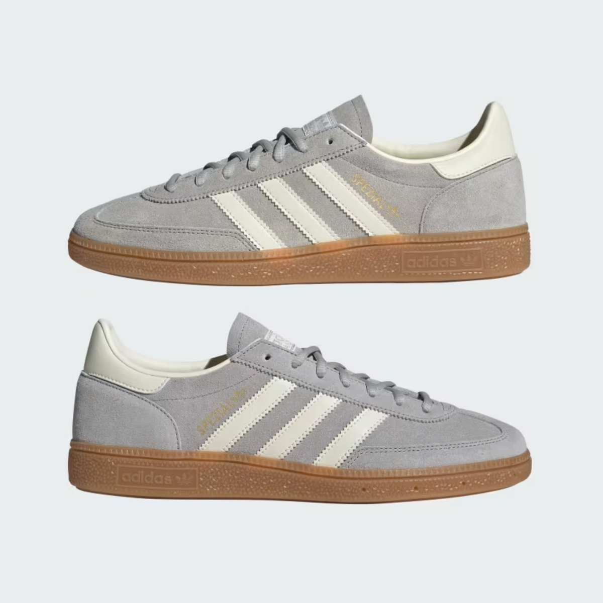 Adidas Handball Spezial grigio uomo - coppia laterale e frontale terrace style