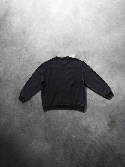 The One Sweatshirt Jet Black, retro con cucitura orizzontale e fondo a costine