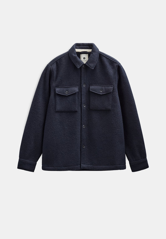 AKOSCAR BOILED WOOL OVERSHIRT-SKY CAPTAIN