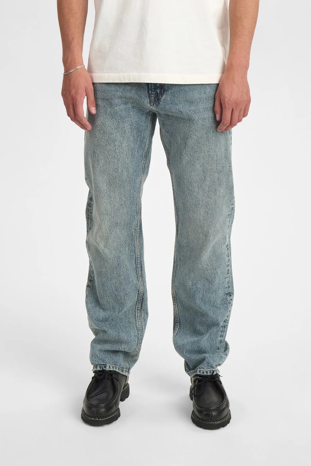 Anerkjendt AKJustin Jeans Medium Blue Marble — Jeans Uomo Straight Fit