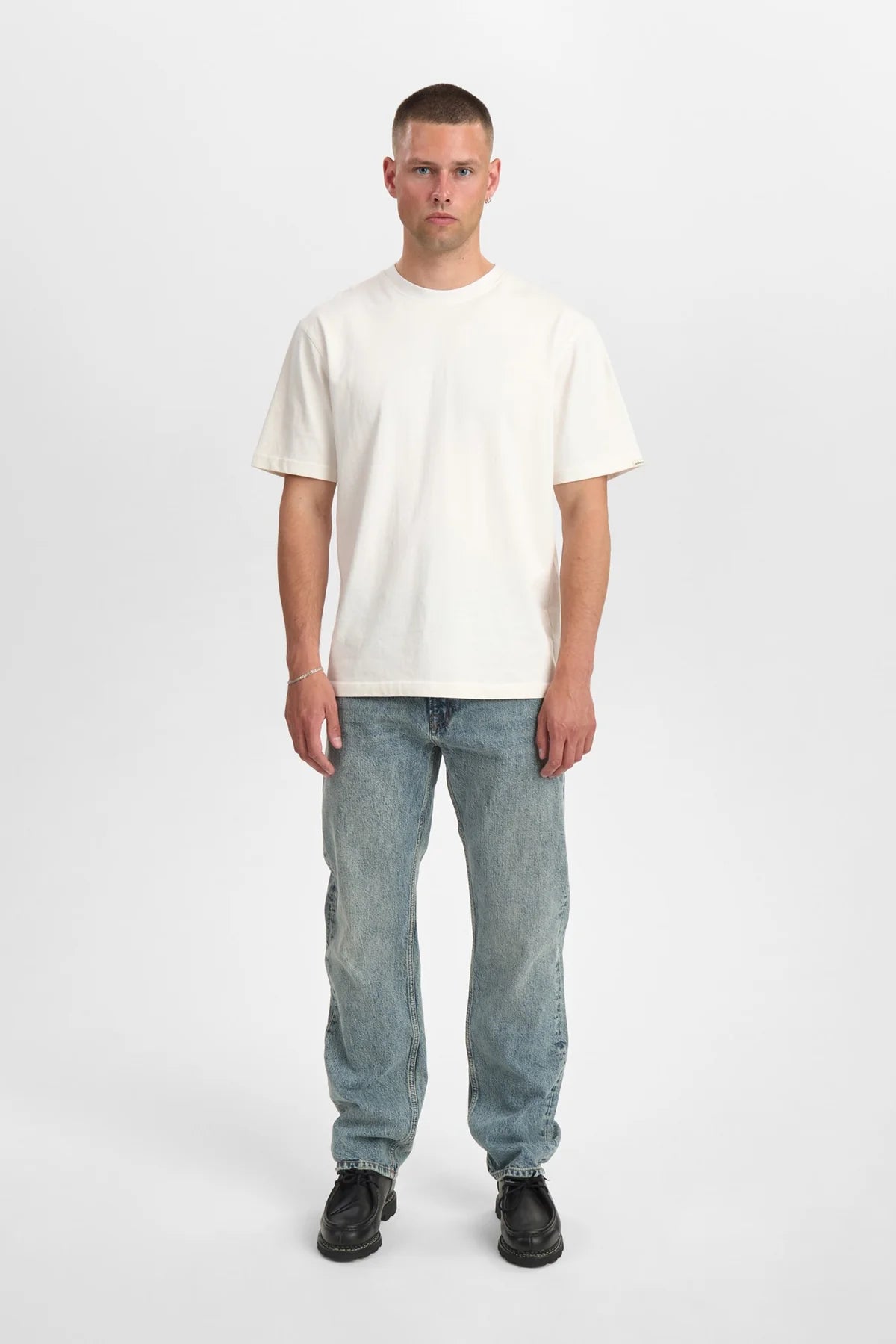 Anerkjendt AKJustin Jeans Medium Blue Marble — Jeans Uomo Straight Fit