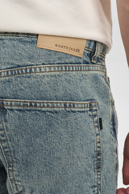 Anerkjendt AKJustin Jeans Medium Blue Marble — Jeans Uomo Straight Fit