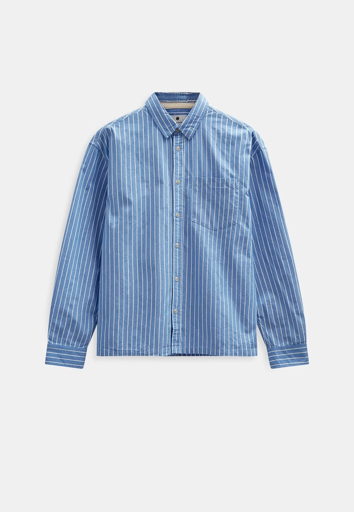 AKOTTO POPLIN STRIPE LS SHIRT - Light Blue