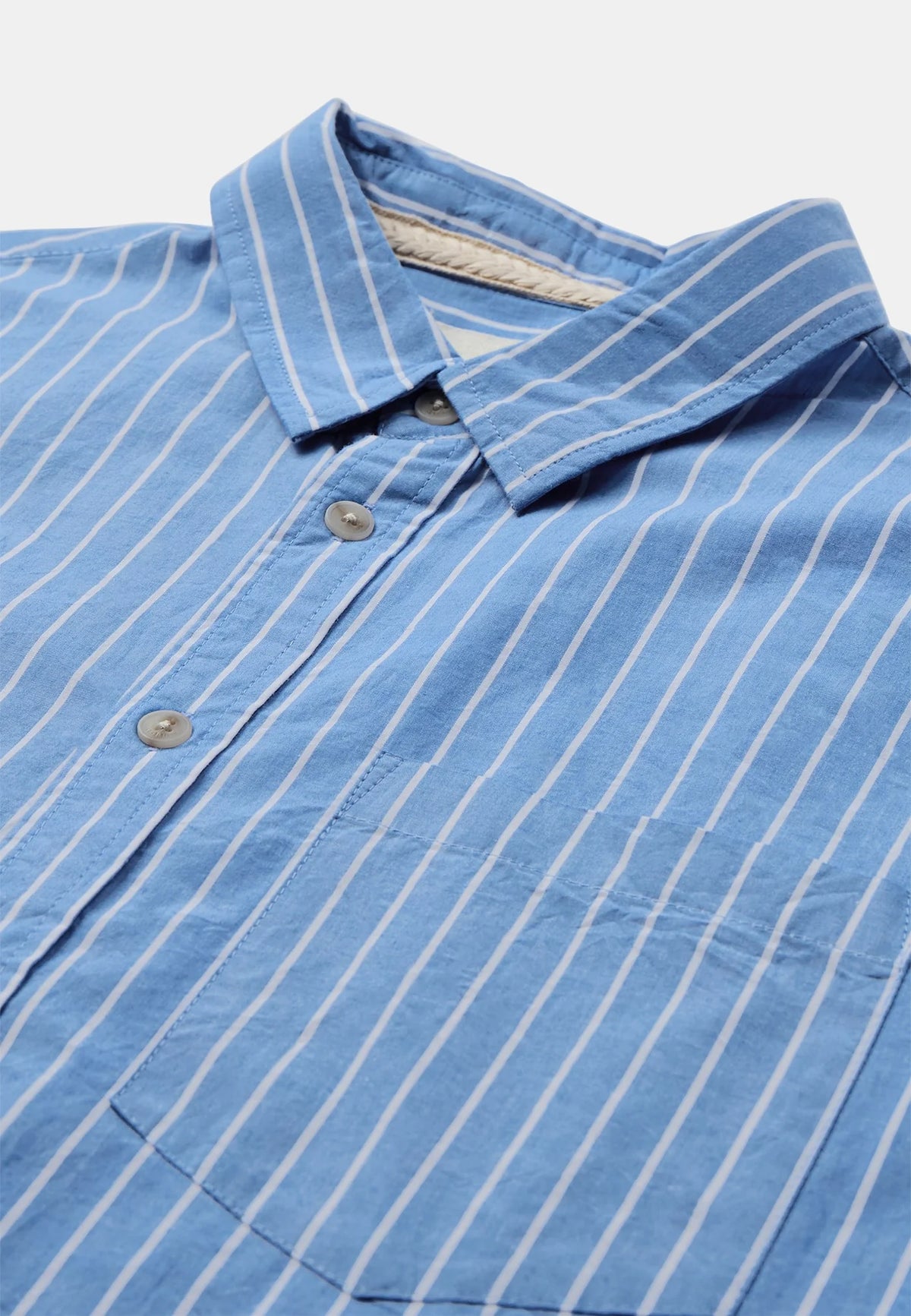AKOTTO POPLIN STRIPE LS SHIRT - Light Blue