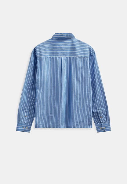 AKOTTO POPLIN STRIPE LS SHIRT - Light Blue