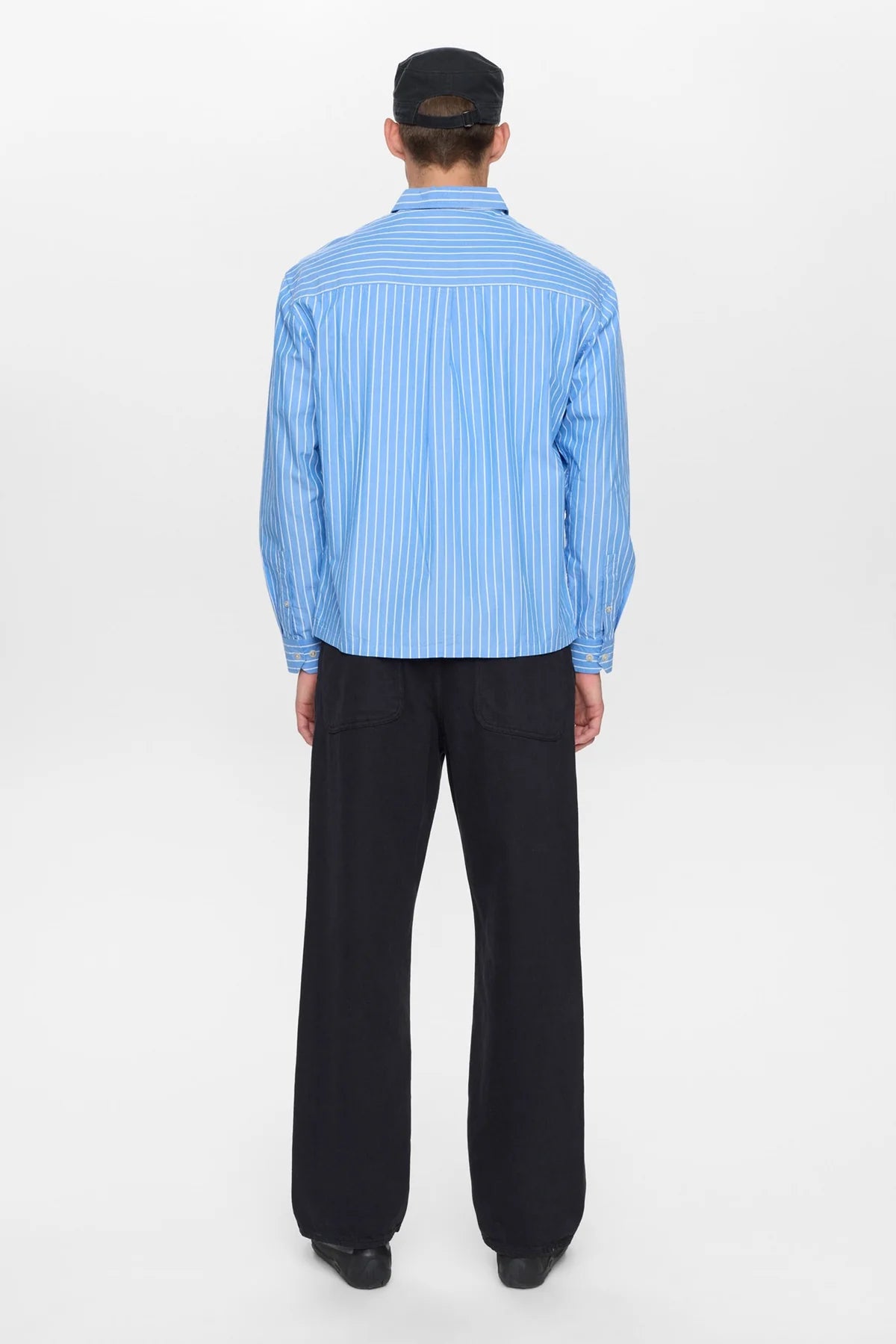 AKOTTO POPLIN STRIPE LS SHIRT - Light Blue