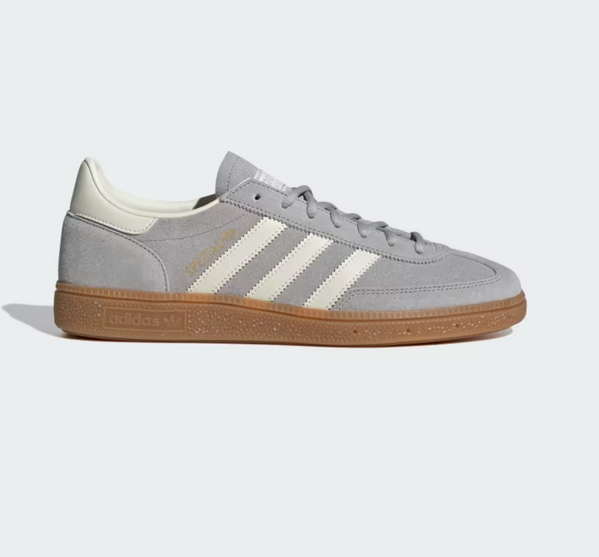 Adidas Handball Spezial uomo grigio suede - vista laterale destra 3 strisce Cream White