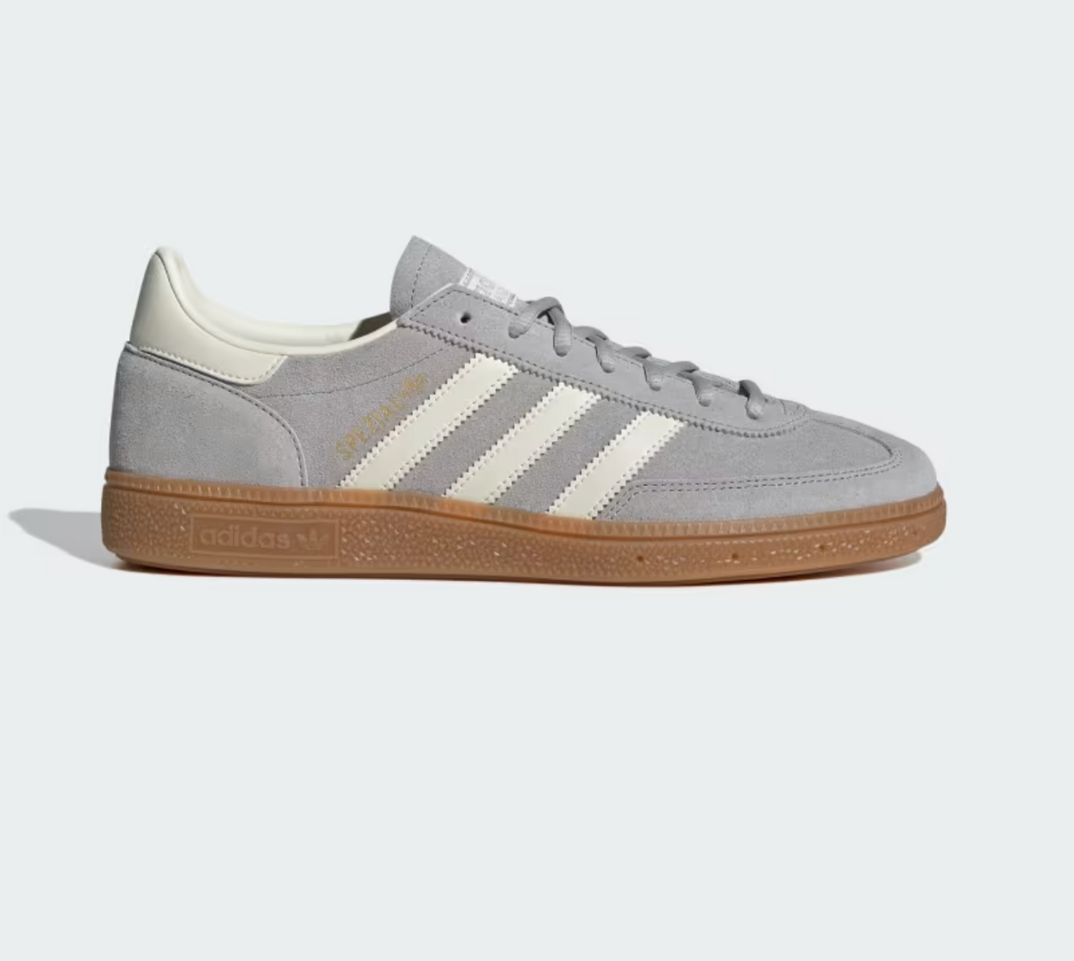 Adidas Handball Spezial grigio - vista laterale sinistra suede premium e suola gum