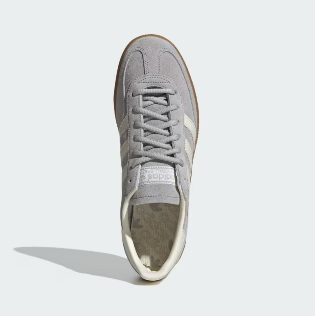 Adidas Handball Spezial grigio uomo - vista dall'alto lacci e tomaia suede